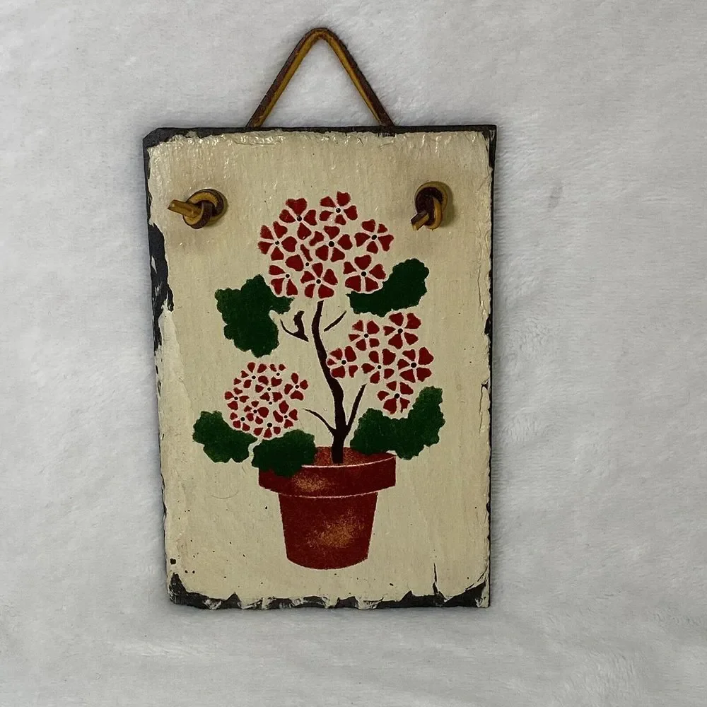 Handcrafted Slate Plaque flower Weather resistant 4